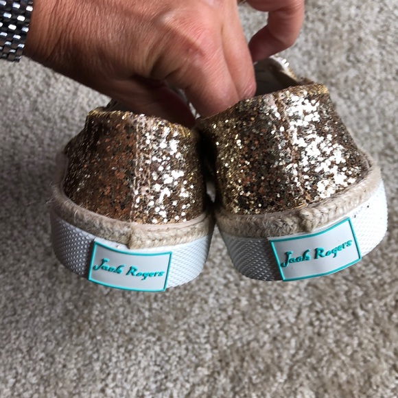 New! Jack Rogers Tucker Sneaker Gold sparkle 6.5 - Picture 5 of 6